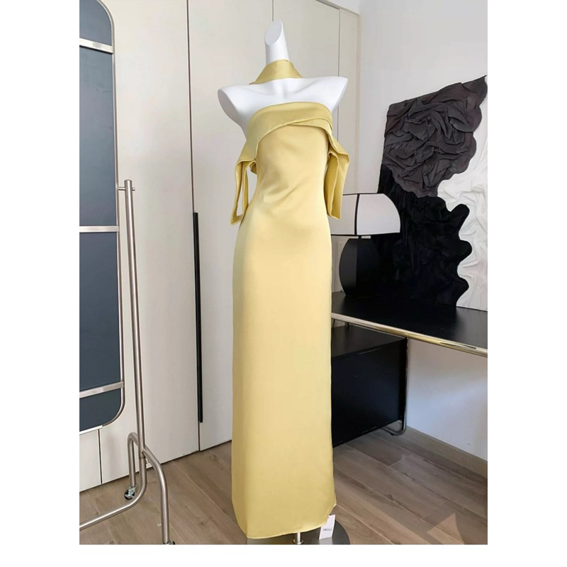 đầm phi lụa cúp ngực thiết kế qccc