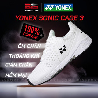 Giày Yonex Sonic Cage 3 Trắng Đen - Hàng Chính Hãng - Thiết Kế Hiện Đại, Siêu Êm, Bám, Mềm, Thoải Mái