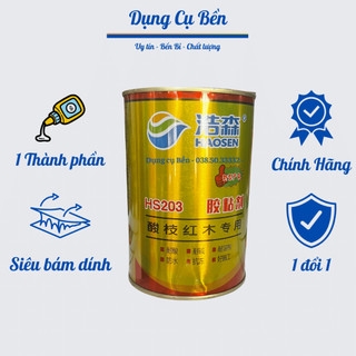 Keo dán gỗ siêu dính 1 thành phần,Can 1 Kg keo Vàng Hs203, chuyên dụng chuyên dán gỗ các loại,...