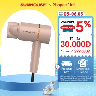 Máy sấy tóc Sunhouse SHD2313 - Công suất 1000W - 2 tốc độ, 3 mức nhiệt - Tay cầm gập gọn - Đầu sấy tháo lắp linh hoạt