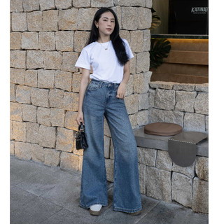 HASHTAGEM - Quần Jeans Nữ Classy Wide-leg Teal Blue Jeans CWJ.1 Ống Siêu Rộng Lưng Cao Màu Xanh Wash Thời Trang