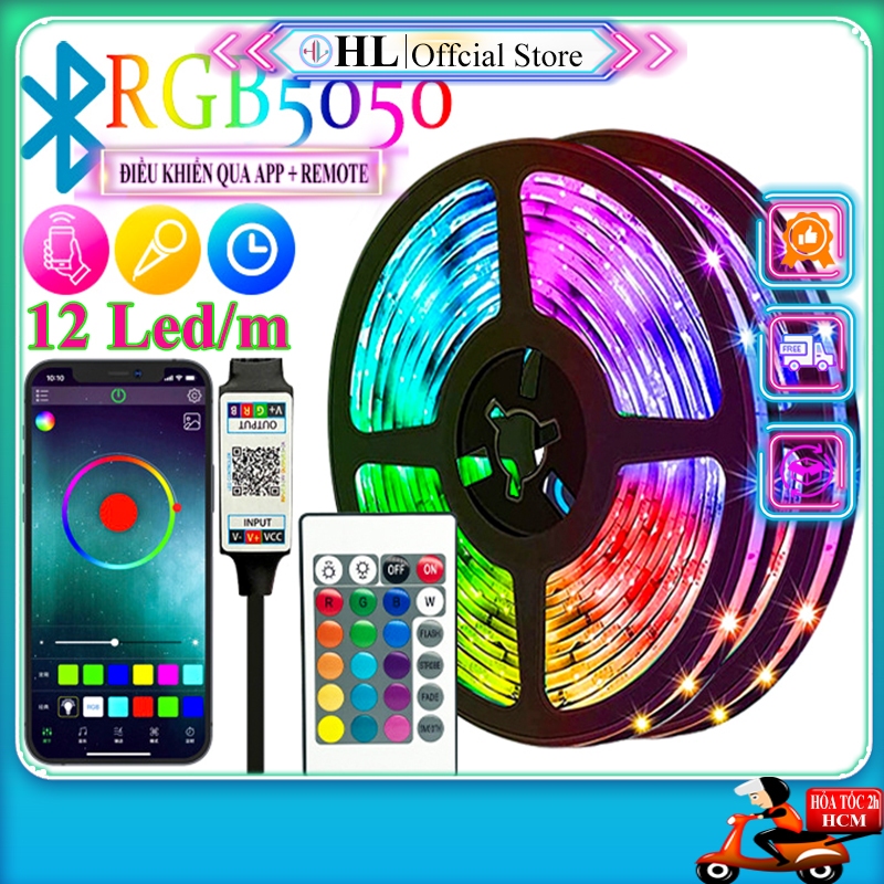 Đèn Led 5050 Màu Rgb - Dùng App + Remote - Nhiều Màu Sắc Và Chế Độ Nháy - Decor Căn Phòng Tuyệt Đẹp