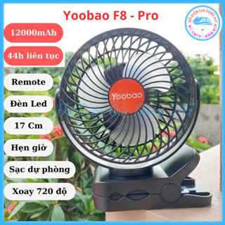 Quạt tích điện Yoobao F8 Pro 12000mAh, chạy liên tục 48h kết hợp làm sạc dự phòng cho đt có đèn Led