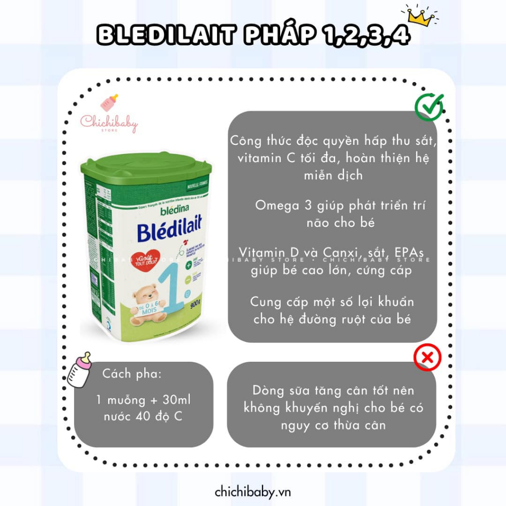 Sữa bột Bledina Pháp 900g [Chichibaby - Hàng Bay Air Date mới nhất ]