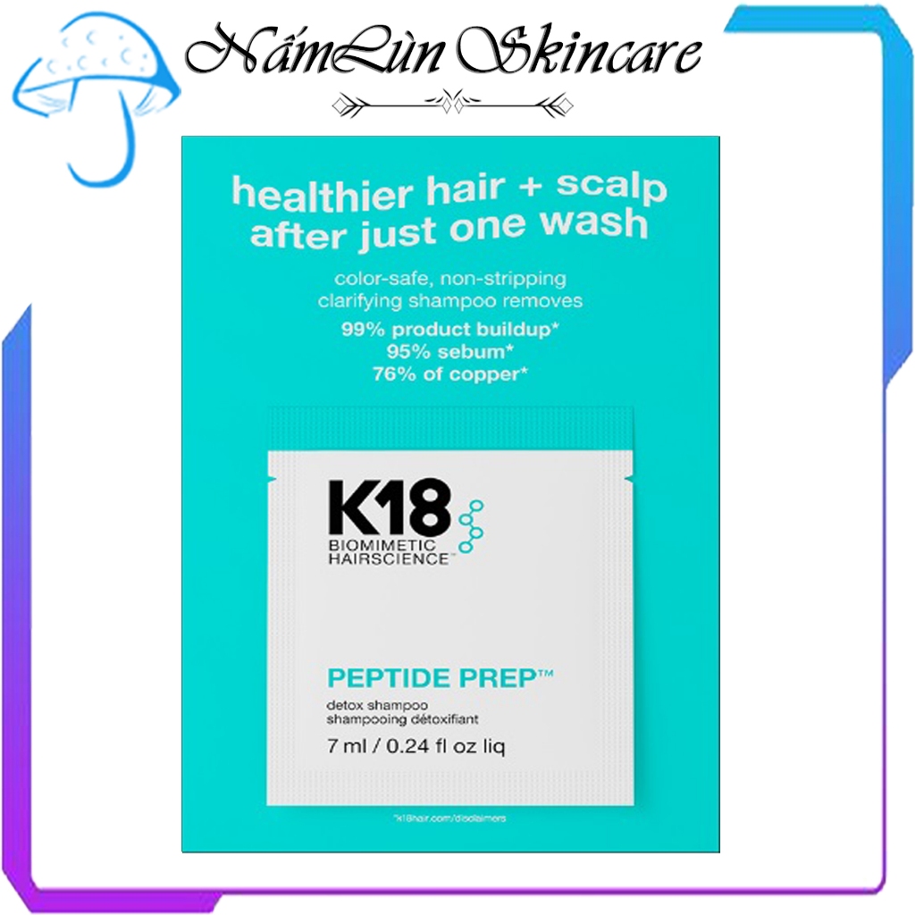 Sample Mẫu Thử Dầu Gội K18 PEPTIDE PREP Clarifying Detox Thải Độc Tố Dầu Thừa Da Đầu 7ml