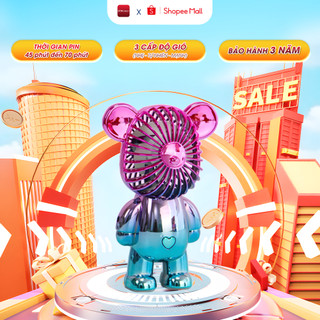 Quạt Cầm Tay Hình Gấu BearBrick Siêu Dễ Thương Nhỏ Gọn Tiện Lợi Quạt Cầm Tay 3 Cấp Độ FNK VISION