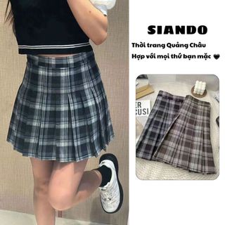 Chân váy nữ caro xếp ly lưng cao công sở chất đẹp hàng Quảng Châu SIANDO CV02