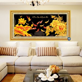Tranh đính đá cửu ngư quần hội df040: 110*50cm - tự đính