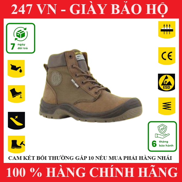 Giày bảo hộ lao động nam ⚡ FREESHIP ⚡ Safety Jogger Rush S3 Da Chất Lượng Cao, Đế PU Chống Đâm Xuyên Va Đập Mạnh