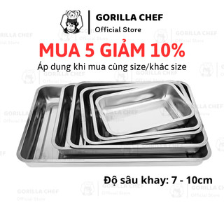 Khay inox đựng thức ăn độ sâu 7cm, 10cm Gorilla Chef dùng làm mâm cơm, khay nướng bánh