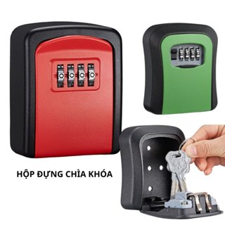 Hộp đựng chìa khóa 4 số bảo mật an toàn, hộp khóa lockbox treo tường bền bỉ chống chịu thời tiết ngoài trời.
