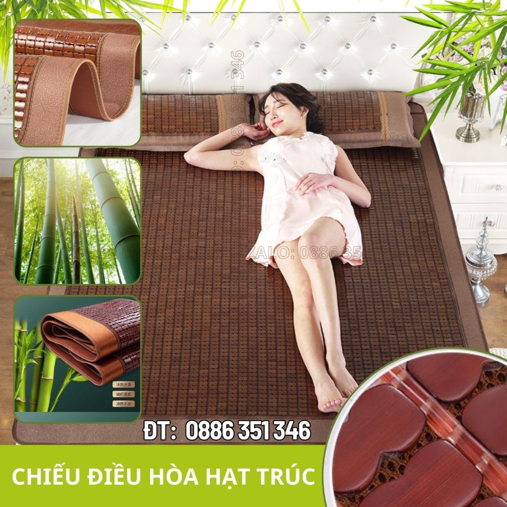 Chiếu Điều Hòa Cao Cấp, Chiếu Trúc Hạt Viền Vải, Chiếu Trúc Mát Lạnh, Hàng Dày, Mắt Đan Khít