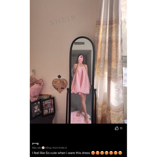 Đầm Barbiee dáng bí in hoa nổi