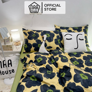 Bộ vỏ chăn ga gối NAA House (mẫu hoa đen vàng)