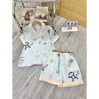 Bộ lụa đùi mặc nhà pijama,lụa mềm mịn thoáng mát,hoạ tiết dễ thương nhiều màu đẹp