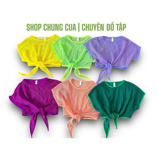 Áo lưới khoác ngoài cộc tay buộc nơ , áo croptop lưới thể thao nữ tập aerobic, nhảy dance, shuffle nhiều màu lựa chọn