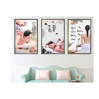 Tranh khung dán tường trang trí quán spa khổ dọc tranh đông y dưỡng sinh khung fomex không cần khoan tường
