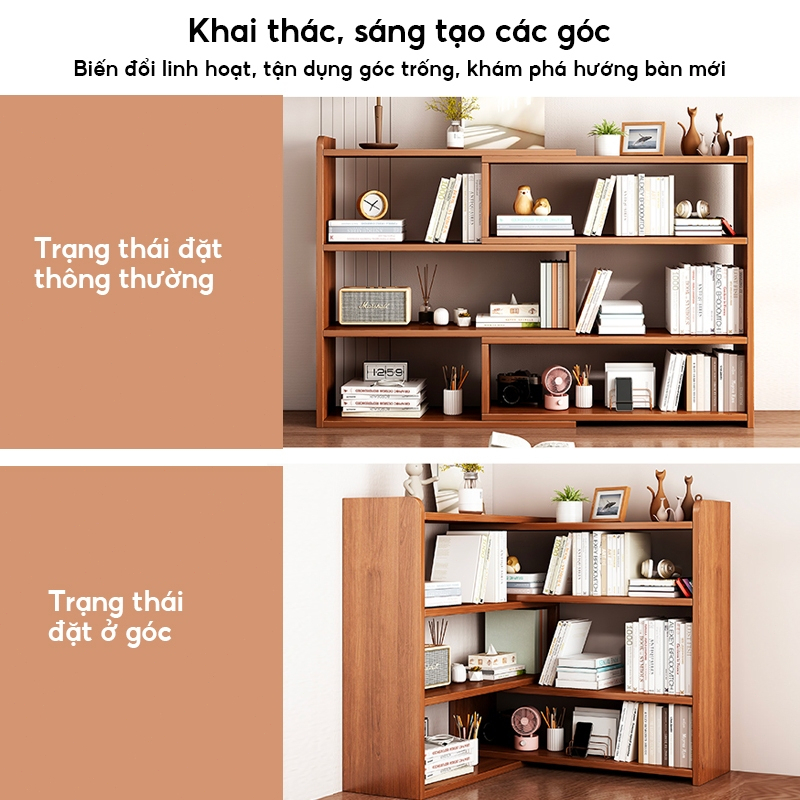 BMZAR Kệ Sách gỗ để bàn Tự do điều chỉnh dài ngắn tiện lợi dễ dàng sử dụng Để 3 màu | BigBuy360 - bigbuy360.vn