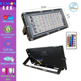 Đèn pha Led đổi nhiều màu RGB 50w kèm điều khiển hắt tường rọi cây trang trí chống nước mưa LF-50RGB