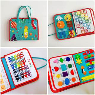 Đồ chơi montessori cặp bận rộn, bảng bận rộn busy board 7 in 1 thiết kế dạng cặp sách thuận tiện cho bé mang đi khắp nơi
