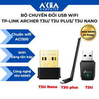 Bộ chuyển đổi usb wifi tp-link archer t3u / t3u plus / t3u nano chuẩn ac 1300mpbs, băng tần kép