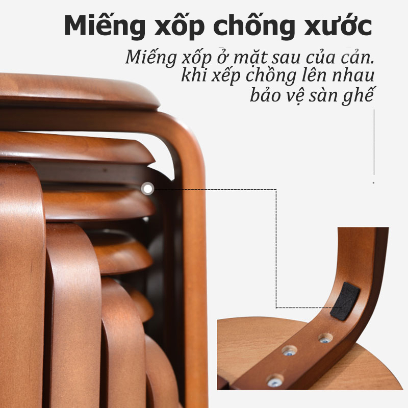 BMZAR Ghế Đôn Gỗ Tròn chân dẹp Chân Thẳng Dáng Thang 3 màu sắc chắc chắn tiện dụng dễ phối | BigBuy360 - bigbuy360.vn