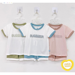Bộ bé trai, bé gái ngắn tay bubaby cổ tròn muda, bộ đồ trẻ em mặc hè đi chơi, mặc nhà chính hãng