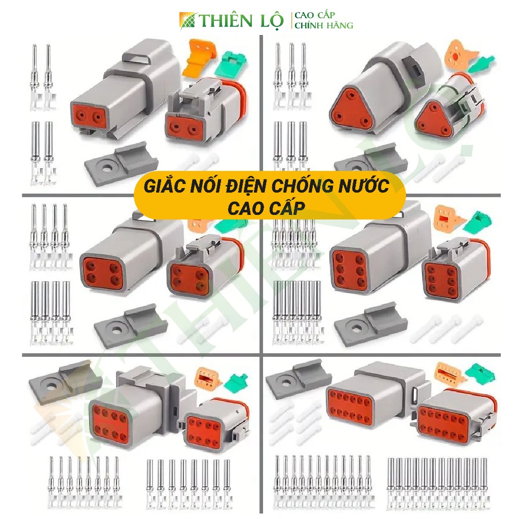 Bộ Giắc Đầu Nối Dây Điện Chống Nước DT06/DT04 Deutsch Cao Cấp Bộ Đủ Đực Cái Ghim Cao su của Thiên Lộ