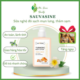 Sữa nghệ đỏ triệt mụn lưng Sauvasine 100ml - Sạch mụn mờ thâm, dưỡng sáng da, trắng da từ bên trong
