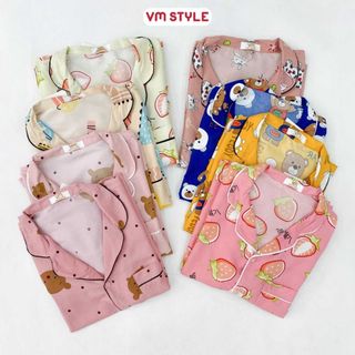 Đồ bộ pijama nữ VMSTYLE kate thái cộc tay cổ bẻ kèm quần ngắn nhiều họa tiết thời trang DBU00002