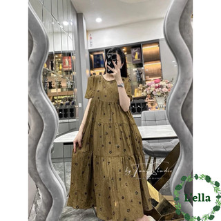 Váy bầu hoa nhí tay ngắn đầm bầu hoa nhí vintage thiết kế