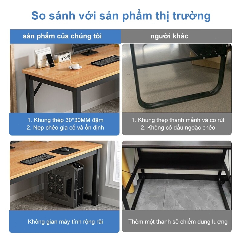 Bàn làm việc đa năng bàn học gỗ Bàn máy tính thiết kế hiện đại đa năng chân sắt dùng cho văn phòng | BigBuy360 - bigbuy360.vn