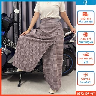 Chân váy chống nắng xẻ tà thông minh vải kaki cotton mềm mát có nút bấm chân H&T FASHION