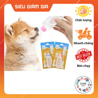 Bộ Bình Ti Bình Bú Sữa Chó Mèo Sơ Sinh có 4 núm vú giả Kèm Cọ Rửa vệ sinh, bộ 5 món, chia vạch từ 10ml đến 60ml