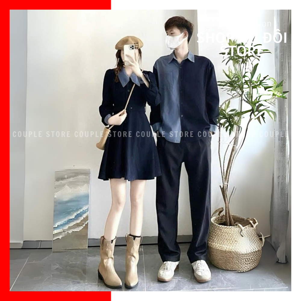 Đồ đôi couple set áo sơ mi nam váy nữ LOVELY STORE