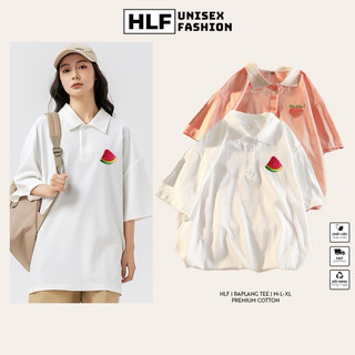 Áo thun polo cổ bo dệt Ulzzang thêu dưa hấu và trái đào, áo thun có cổ HLFashion