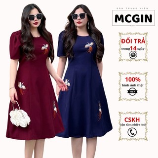 Đầm Thêu Xòe Hải Yến | Bigsize Nữ | Thanh Lịch | Sang Trọng | Họa Tiết Đơn Giản | Hình Thêu | Dày Dặn | Tặng Mẹ | CG031