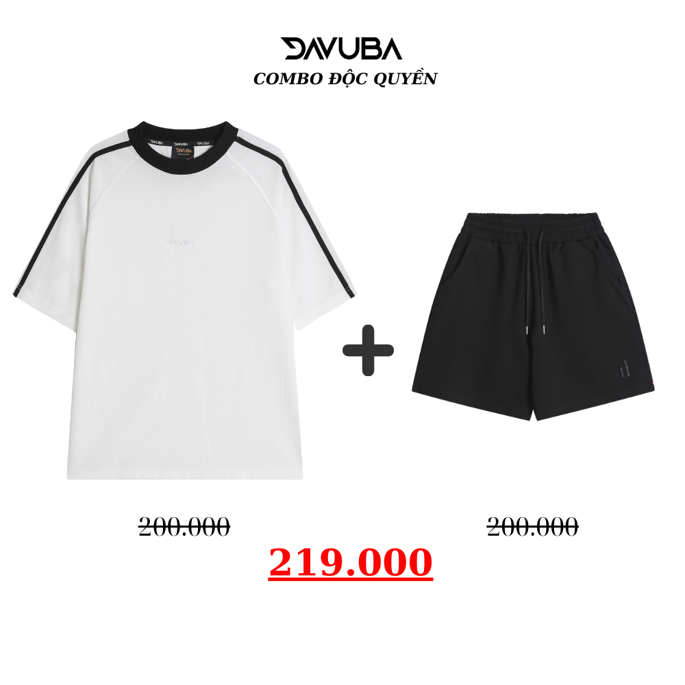 [Combo DAVUBA] Áo thun kẻ sọc Waffle + quần short D CB21 | BigBuy360 - bigbuy360.vn
