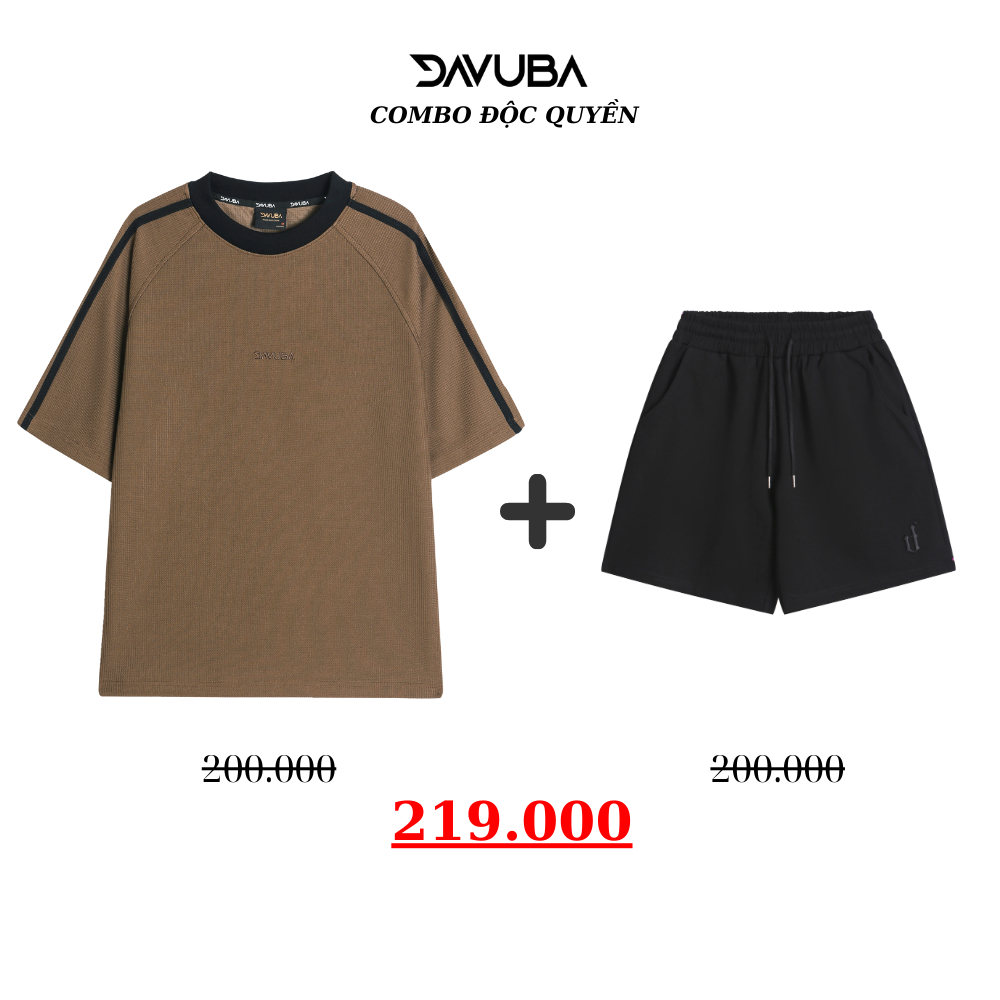[Combo DAVUBA] Áo thun kẻ sọc Waffle + quần short D CB21 | BigBuy360 - bigbuy360.vn