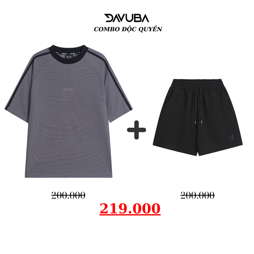 [Combo DAVUBA] Áo thun kẻ sọc Waffle + quần short D CB21 | BigBuy360 - bigbuy360.vn