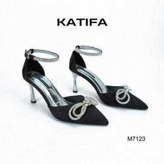 Giày cao gót nữ 7P sandal bít mũi nơ đá sang trọng KATIFA M7123 - Bảo hành 2 năm