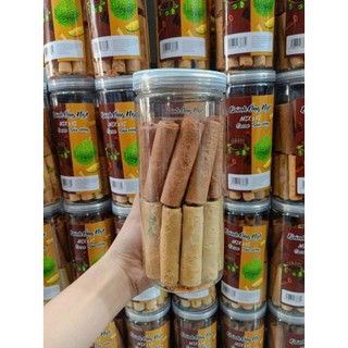 Bánh ngò ống nhân sầu riêng, bánh ngò ống ca cao, bánh ngò ống mix vị hũ 400g