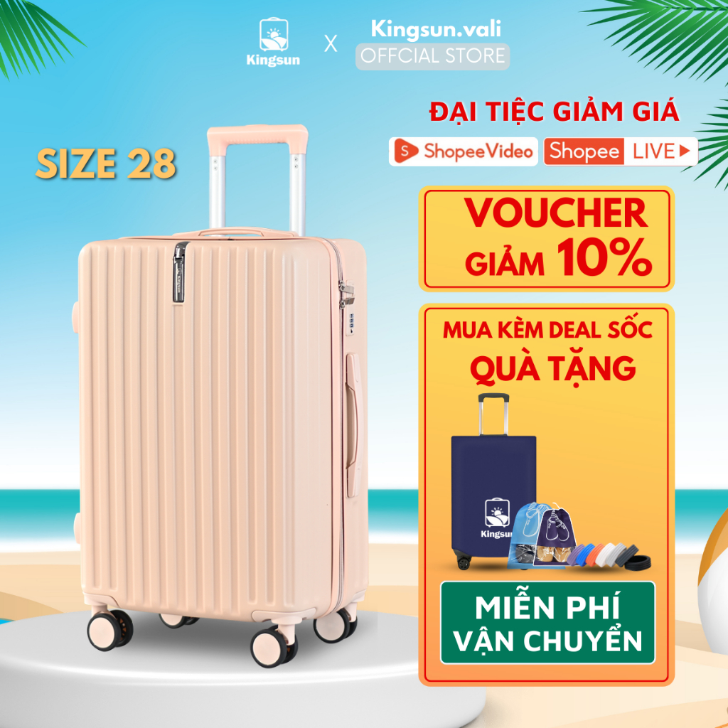 Vali du lịch Kingsun vali kéo nhựa cao cấp size28inch KS218/KS219 bảo hành 5 năm