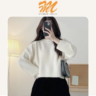 Áo len nữ minmax house áo len lông thỏ croptop dài tay freesize, áo len quảng châu-ms