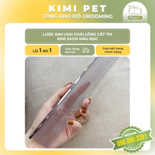 Lược kim loại chải lông cắt tỉa KIMI 24cm màu bạc chuyên dụng grooming cho thú cưng