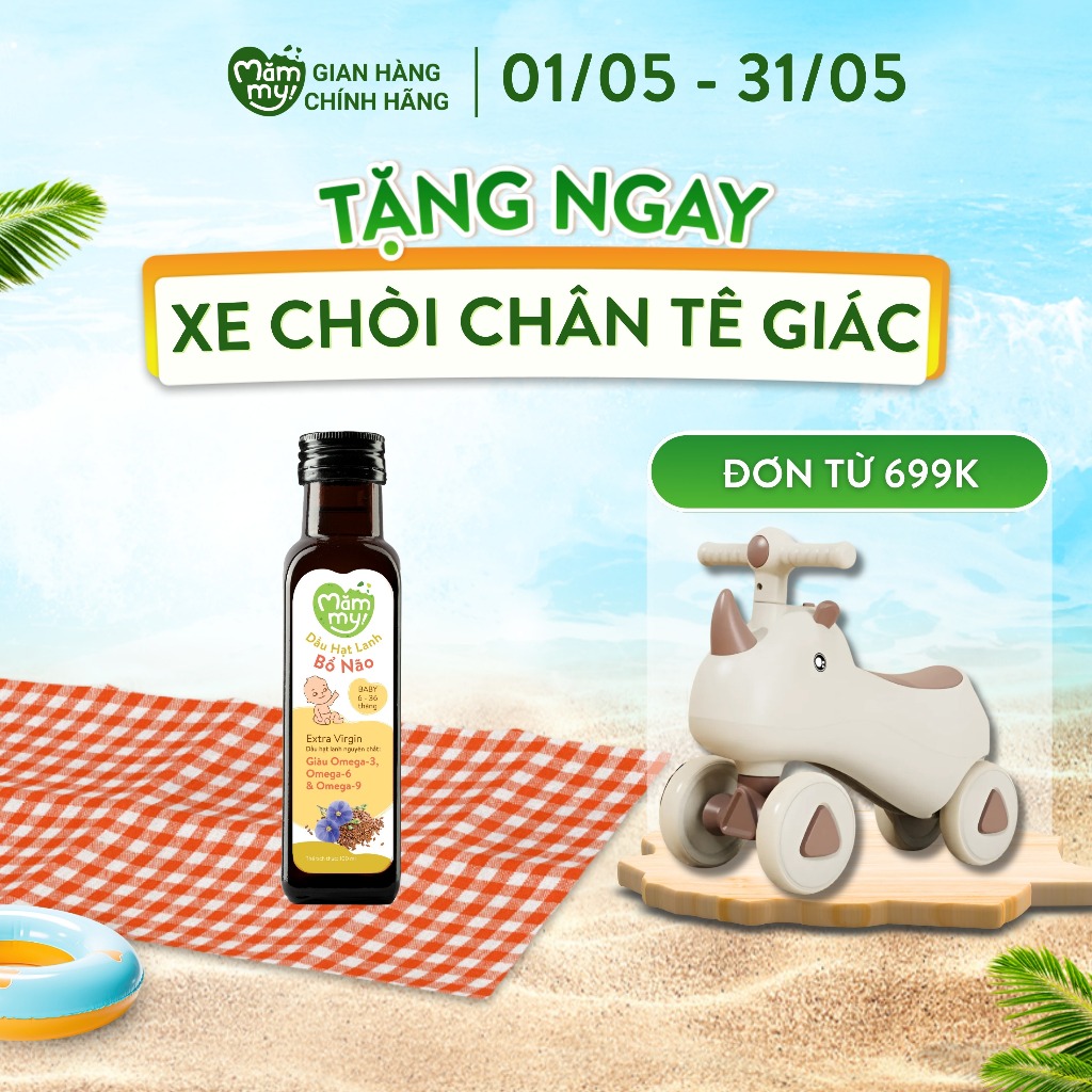 Dầu ăn dặm bổ não Hạt Lanh Mămmy giàu Omega-3 cho bé từ 6 tháng - chai 100ml