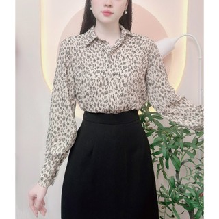 Áo sơ mi nữ họa tiết sang trọng nẹp đôi giấu cúc LAMO_B1268