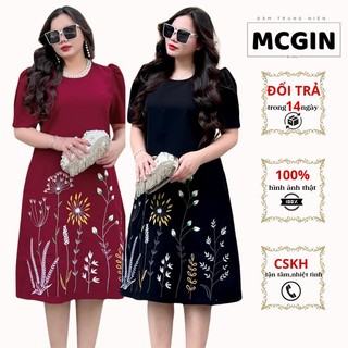 Đầm Suông Tay Phồng Thêu Bồ Công Anh | Bigsize Nữ | Nhẹ Nhàng | Thanh Lịch | Đầm Tặng Mẹ | Dáng Suông | PERUNA | CG034