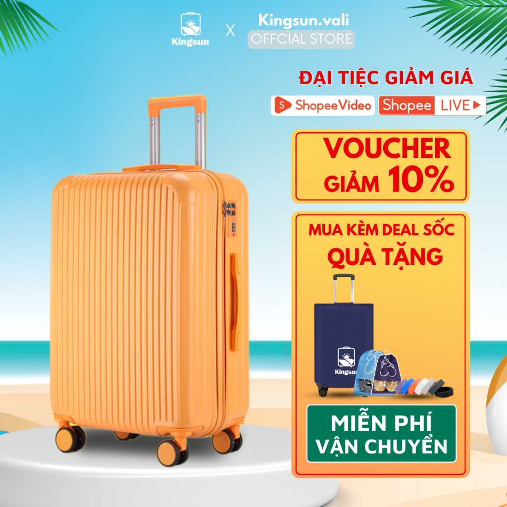 Vali kéo nhựa Kingsun vali du lịch cao cấp Size 20inch KS-T01/219, Bảo Hàng 5 Năm