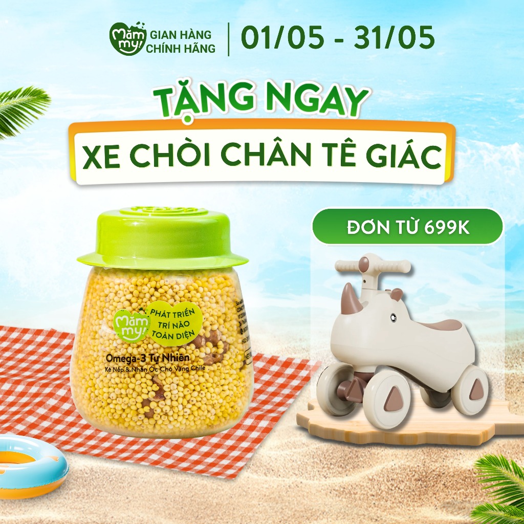 Cháo hạt mix sẵn Mămmy giàu Omega-3 tự Nhiên, phát triển não bộ toàn diện cho trẻ: Kê nếp, nhân óc chó vàng Chile